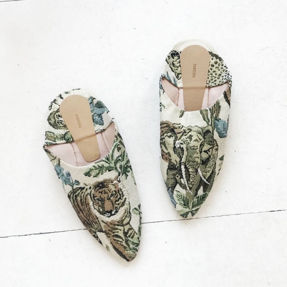 Nanushka Elephant & Tiger Babouche Flats